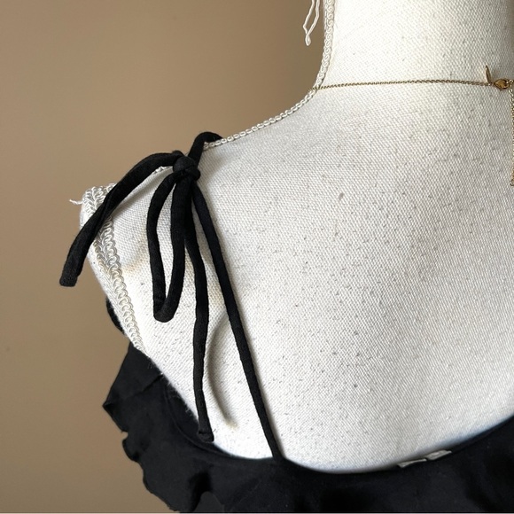 ASOS | Black Ruffle Tie Spaghetti Strap Mini Dress Sz 8 - Picture 6 of 8